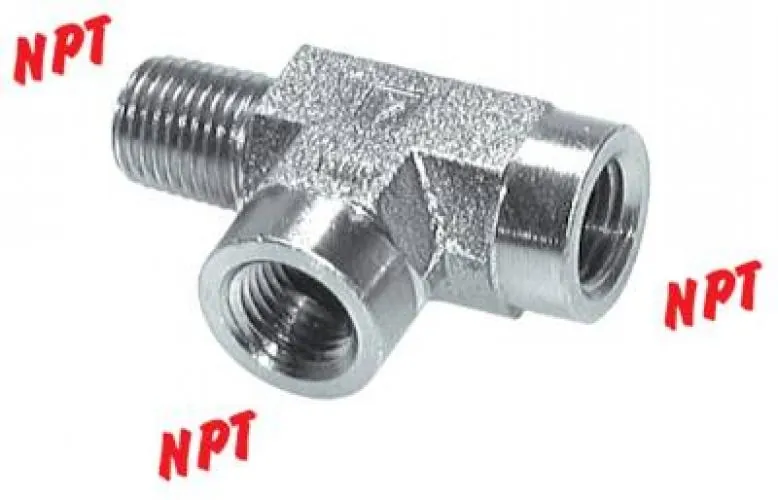 Hochdruck T-Stück aus verzinktem Stahl mit NPT-Gewinde und AII-Konfiguration bis 350 bar