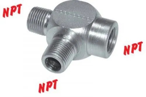 Hochdruck T-Stück aus verzinktem Stahl mit NPT-Gewinde und IAA-Konfiguration bis 275 bar