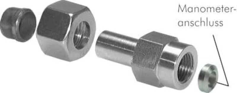 Manometerverschraubungen (zum Aufschrauben auf eine Verschraubung), Edelstahl 1.4571, alle Größen von www.pneumatikshop-online.de