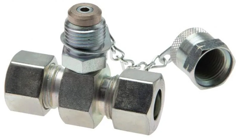 Messanschluss M 16x1,5 aus verzinktem Stahl mit vormontierter Überwurfmutter und Schneidring