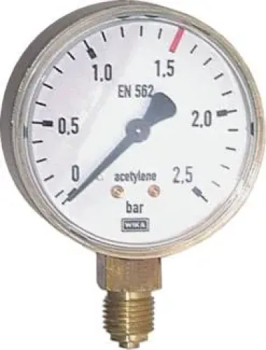 WIKA Schweißtechnikmanometer Ø 63 mm, Anschluss unten, für Sauerstoff, Acetylen, Schutzgas