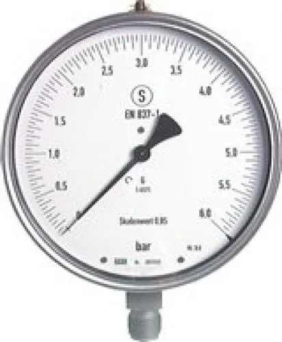 WIKA Feinmess-Sicherheitsmanometer Ø 160 mm, Klasse 0.6 mit Sicherheitsfront und Anschluss unten