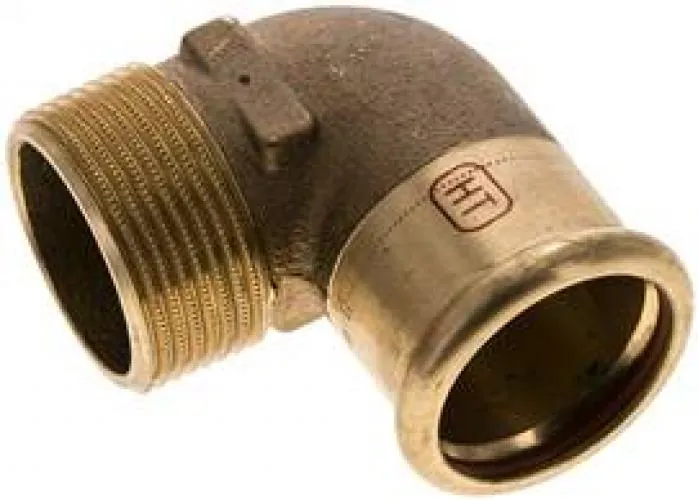Winkel 90° mit Innenpressende & Außengewinde, Kupfer, alle Größen