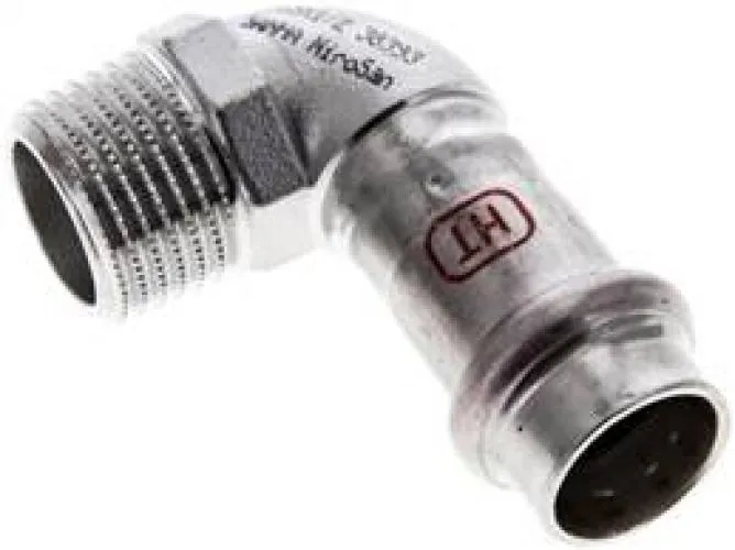 Winkel 90° mit Innenpressende & Außengewinde, Edelstahl, alle Größen