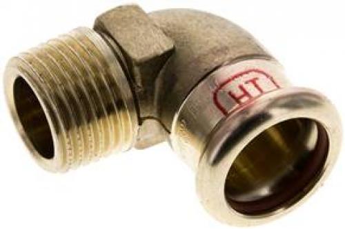 Winkel 90° mit Innenpressende & Außengewinde, Kupfer, alle Größen