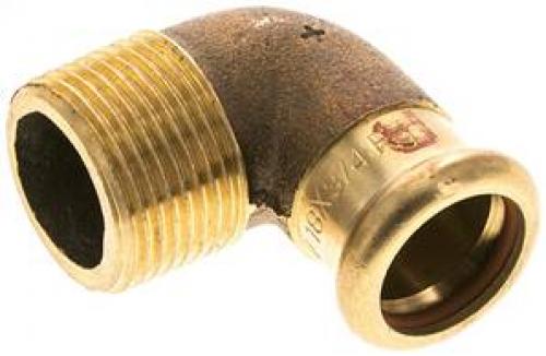 Winkel 90° mit Innenpressende & Außengewinde, Kupfer, alle Größen