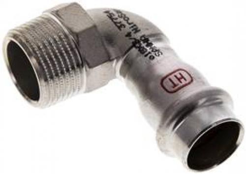 Winkel 90° mit Innenpressende & Außengewinde, Edelstahl, alle Größen