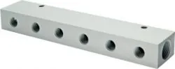 Verteilerleiste doppelseitig, PN 16, Verteilerblock, Verteiler, Leiste, Aluminium, Druckluftverteiler