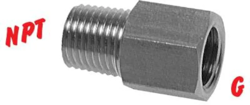 Reduziernippel aus Edelstahl 1.4571 NPT auf G-Gewinde Adapter 40 bar