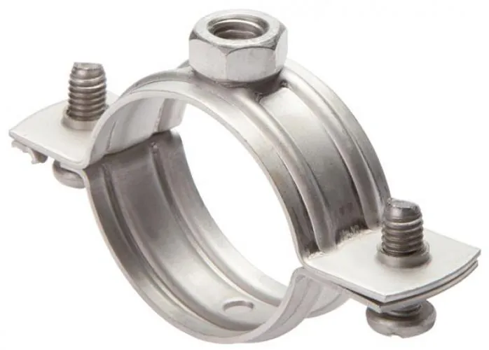 Edelstahl Rohrschelle mit Gummiprofil für sichere Rohrbefestigung