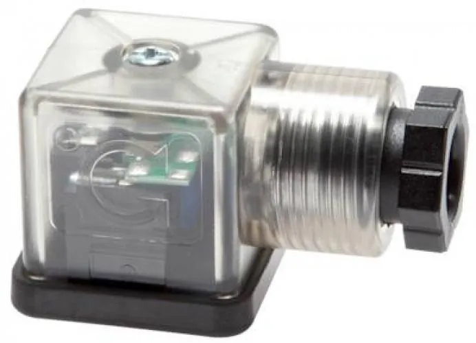 Normstecker für Magnetspulen mit Schutzbeschaltung & LED-Anzeige