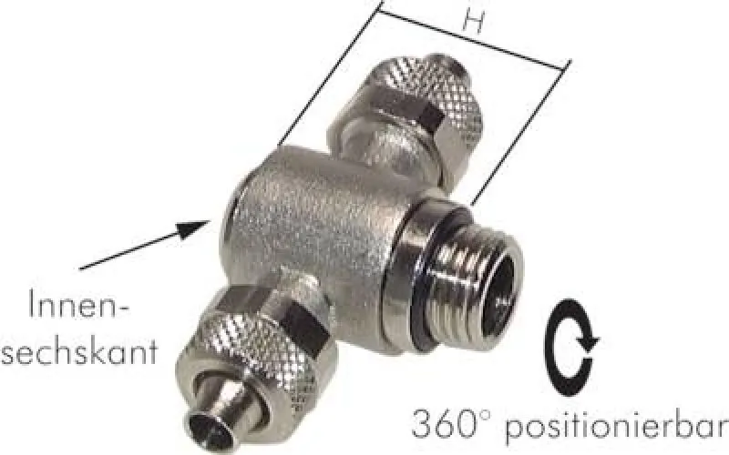 T-Einschraubverschraubungen zylindrisches Gewinde positionierbar Messing vernickelt, alle Größen von www.pneumatikshop-online.de
