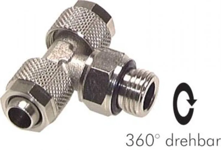 T-Einschraubverschraubungen 360° drehbar, Messing vernickelt, alle Größen von www.pneumatikshop-online.de