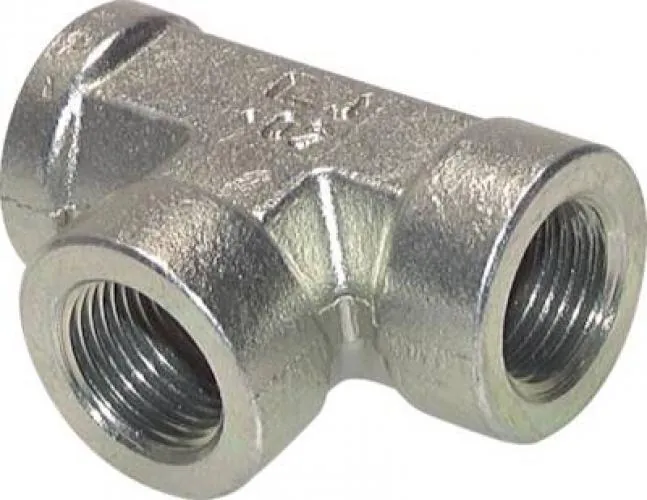 T-Stück Stahl verzinkt Innengewinde Hochdruck PN 350 bar