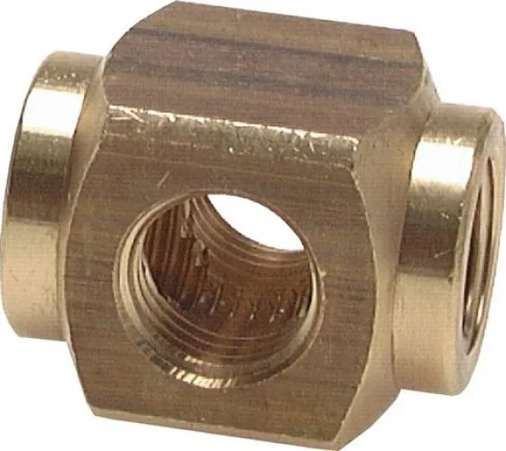 4-fach Verteilerblock aus massivem Messing mit Innengewinden (PN 16)