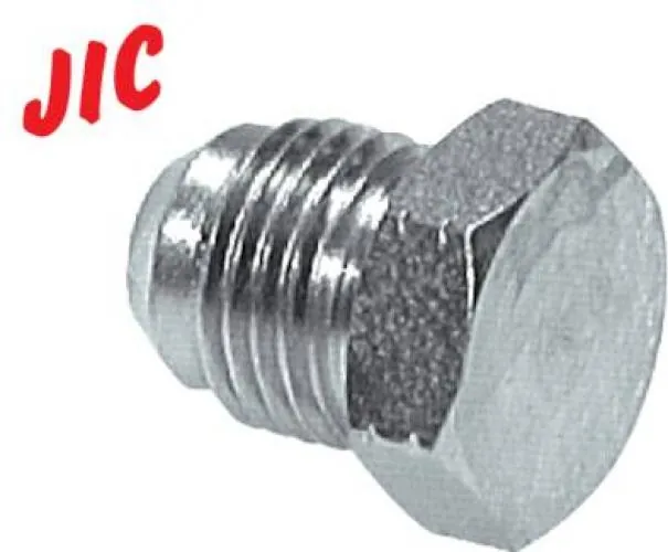Verschlussschraube Stahl verzinkt mit JIC-Gewinde (UNF) und 37° Dichtkegel (bis 310 bar)