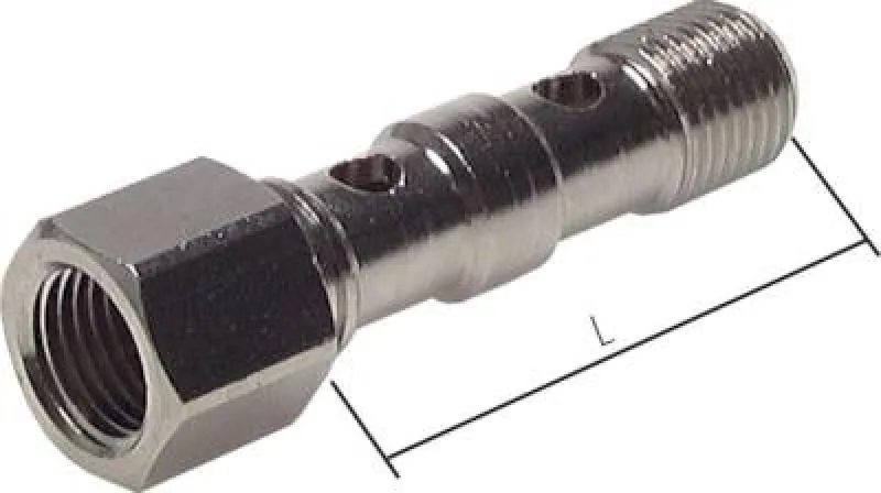 Hohlschrauben zylindrisches Innengewinde 2-fach für CK-Verschraubungen Messing vernickelt, alle Größen von www.pneumatikshop-online.de