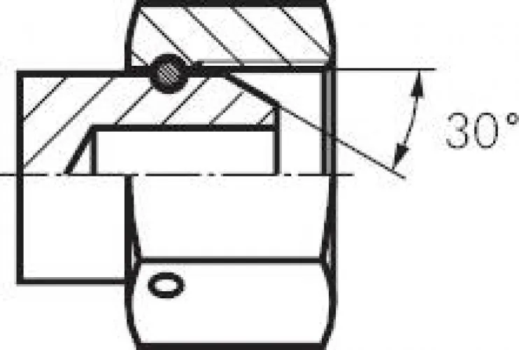Detailaufnahme des 60-Grad-Dichtkonus, der eine metallische Abdichtung ermöglicht