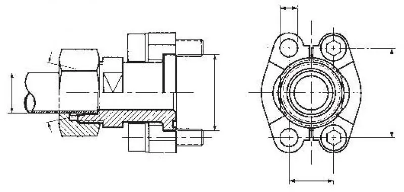 Gerade Flanschverschraubungen mit geteiltem SAE-Flansch, Lochbild 6000 PSI, Stahl verzinkt