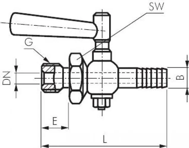 Zeichnung Schlauchhahn Edelstahl PN 6 alle Größen