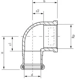 Winkel 90° mit Innenpressende & Innengewinde Edelstahl, Pressfittings, Verbinder