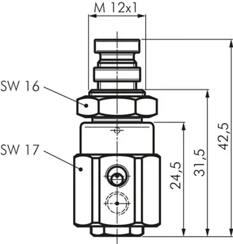 Zeichnung Sehr kompakter Mini-Druckregler für geringe Luftmengen