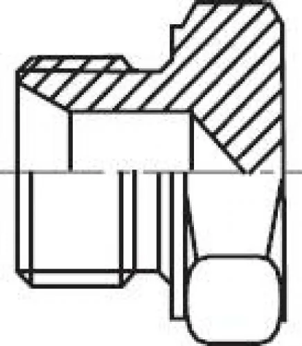 Detailansicht des 60° Universaldichtkegels für metallische Abdichtung am Stahlfitting