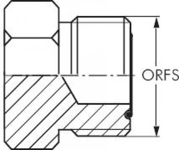 Technische Zeichnung des ORFS-Dichtprinzips (O-Ring auf Planfläche)