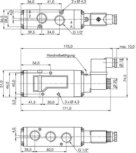 5/3-Wege-Magnetventile G 1/2" – Baureihe SF6000 von YPC, alle Steuerspannungen