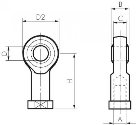 Gelenkköpfe (IG) aus Edelstahl für ISO-Kompaktzylinder, alle Größen