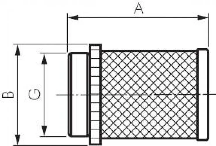 Zeichnung Saugkörbe für Rückschlagventile – leichte Bauform, Werkstoff 1.4301 / Nylon, alle Größen