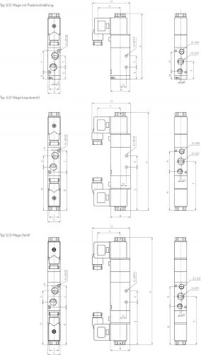 5/2- und 5/3-Wege Magnetventile G 1/4" – Baureihe RV20