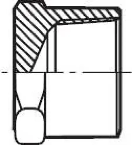 Detailansicht Hochdruck-Verschlusskappe aus Stahl verzinkt mit NPT-Innengewinde (bis 345 bar)