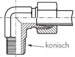Winkel-Einschraubverschraubungen (metrisch), Edelstahl 1.4571, alle Größen, Winkelschneidring, Schneidring, Schneidringverschraubung, Reduziereinsatz, Klemmring, Klemmringverschraubung