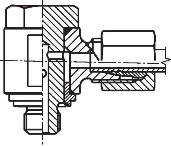 Detailansicht Drosselfreie Schwenkverschraubungen metrisch O-Ring Stahl verzinkt ISO 8434-1 alle Größen