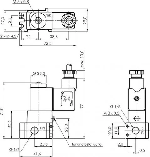 3/2-Wege Magnetventil mit Federrückstellung G 1/8" – YSV300 & YPC