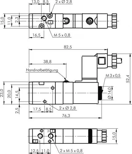 3/2-Wege Magnetventil mit Federrückstellung M5 – SF1000 & YPC