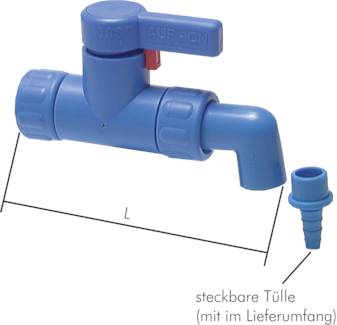 Ablasshahn aus Kunststoff, PN 2, Hahn, Ablasshahn, Auslaufhahn