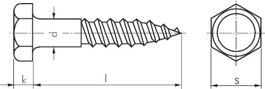 Sechskant Holzschraube Edelstahl A2, DIN 571, Schlüsselschraube