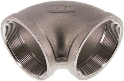 Winkel 90° Edelstahl 1.4408 mit Innengewinde (gegossen) bis 16 bar auch NPT-​Gewinde, alle Größen