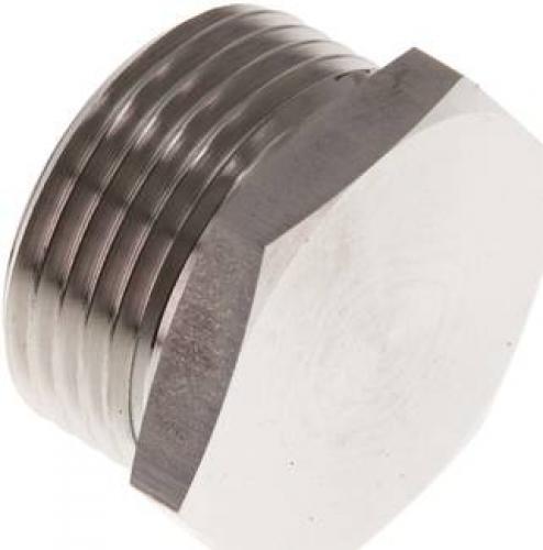 Verschlussstopfen Edelstahl V4A mit Außensechskant und zylindrischem Gewinde bis 40 bar, alle Größen