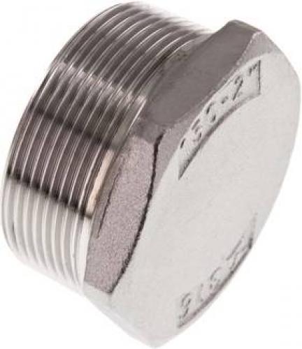 Verschlussstopfen Edelstahl 1.4408 mit Außensechskant und konischem Gewinde bis 16 bar, alle Größen