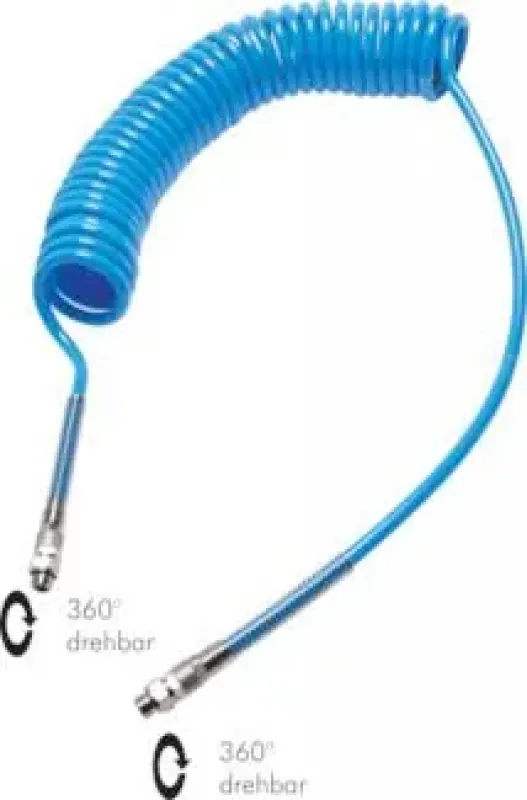 Polyurethanspiralschlauch mit Knickschutz – 360° drehbar, alle Größen