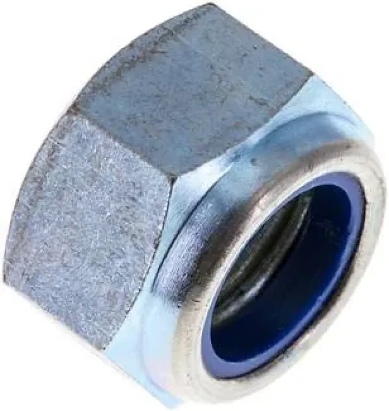 Sechskantmuttern selbstsichernd mit Kunststoff-Klemmring Stahl verzinkt 6 oder 8* DIN 985 / ISO 10511, alle Größen