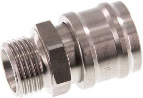 Kupplungsdosen mit Außengewinde, NW 7,2, Edelstahl 1.4305, alle Größen