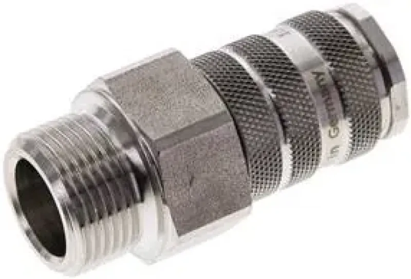 Kupplungsdose NW 10 aus massivem Edelstahl 1.4404 mit Außengewinde