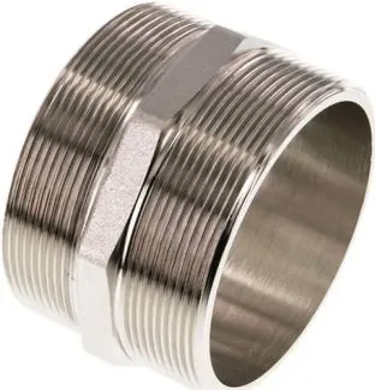 Doppelnippel aus Messing vernickelt, zylindrisches Gewinde, bis 16 bar, alle Größen