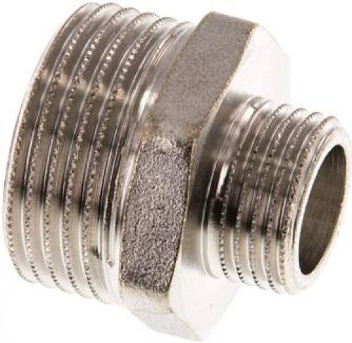 Doppelnippel Messing vernickelt mit zylindrischem Gewinde bis 16 bar, alle Größen