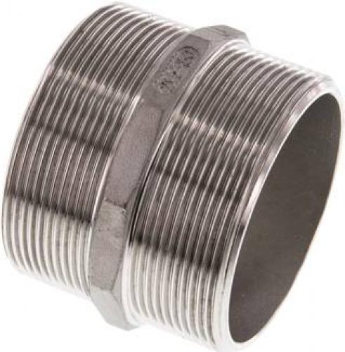 Doppelnippel Edelstahl 1.4571 mit zylindrischem Gewinde bis 40 bar, alle Größen