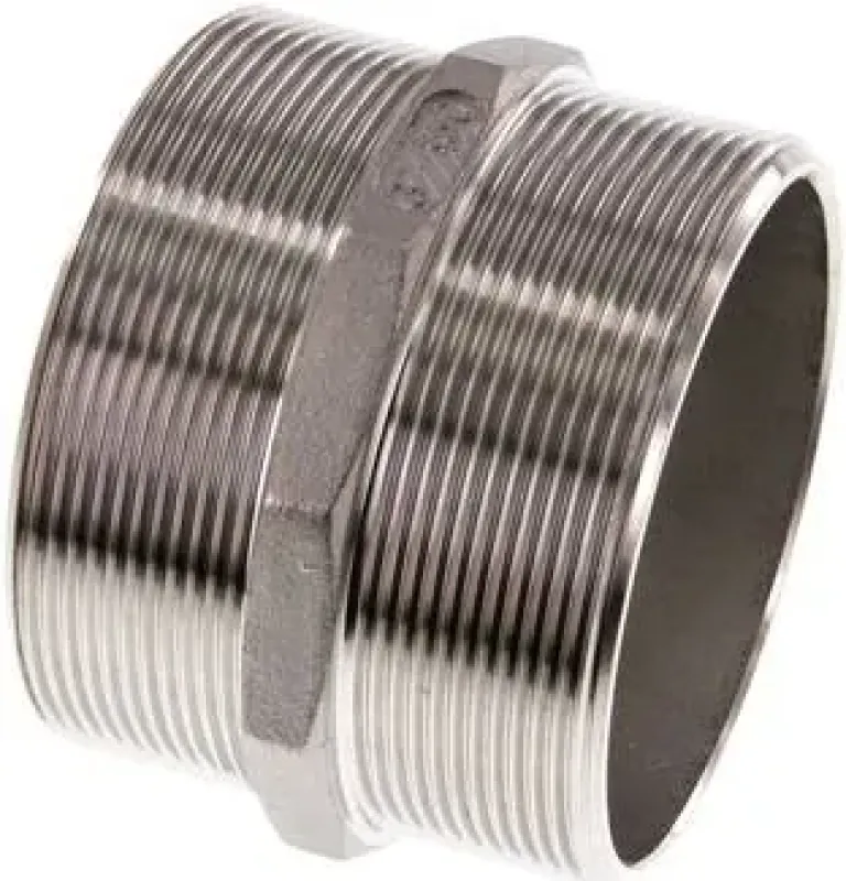 Doppelnippel aus Edelstahl 1.4571, zylindrisches Gewinde, druckfest bis 40 bar, alle Größen